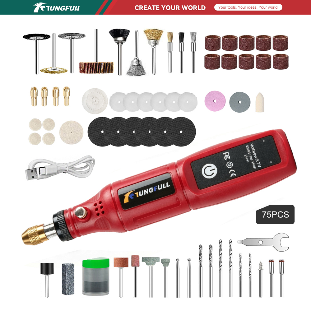 Power Tools Usa - TUNGFULL 3.7V Cordless Rotary Tool USB
