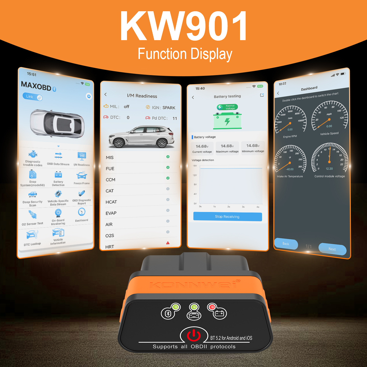 MINI OBD2 KW901 Bluetooth 4.0  - Power Tools English review and price