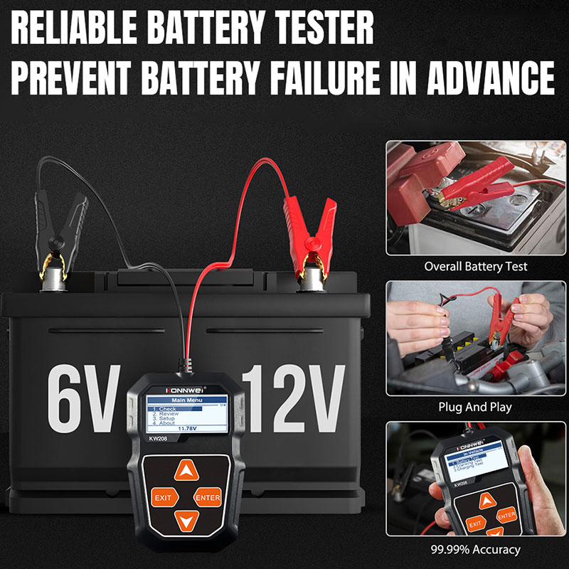 KONNWEI KW208 Car Battery Test - Power Tools English review and price