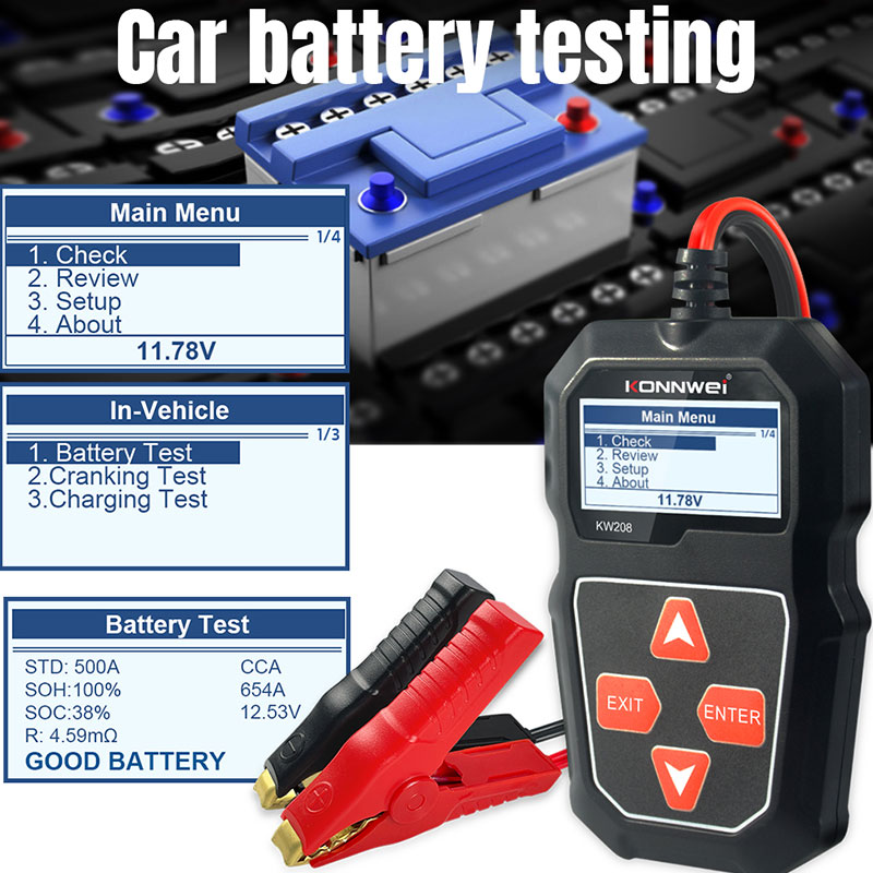 KONNWEI KW208 Car Battery Test - Power Tools English review and price